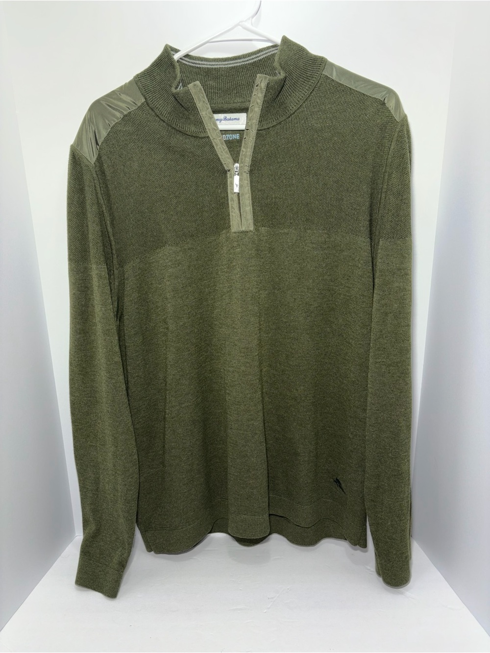 Tommy Bahama Men's Olive Quarter-Zip Sweater Pull Over Size L